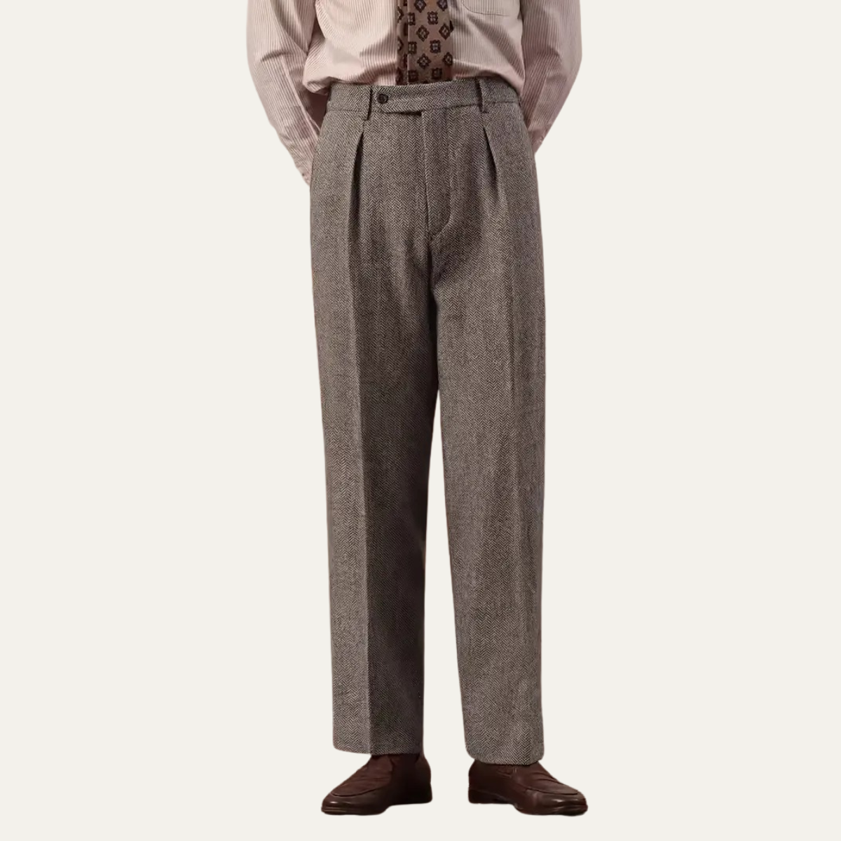 Men's High Waisted Pleated Trousers