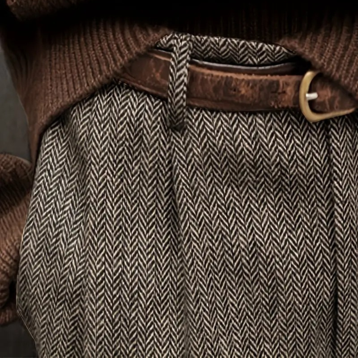 Men's High Waisted Pleated Trousers