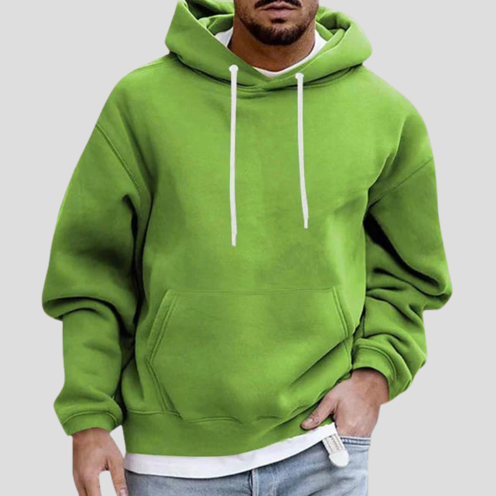 Men's Light Blue Hoodie With Pockets in Light Green