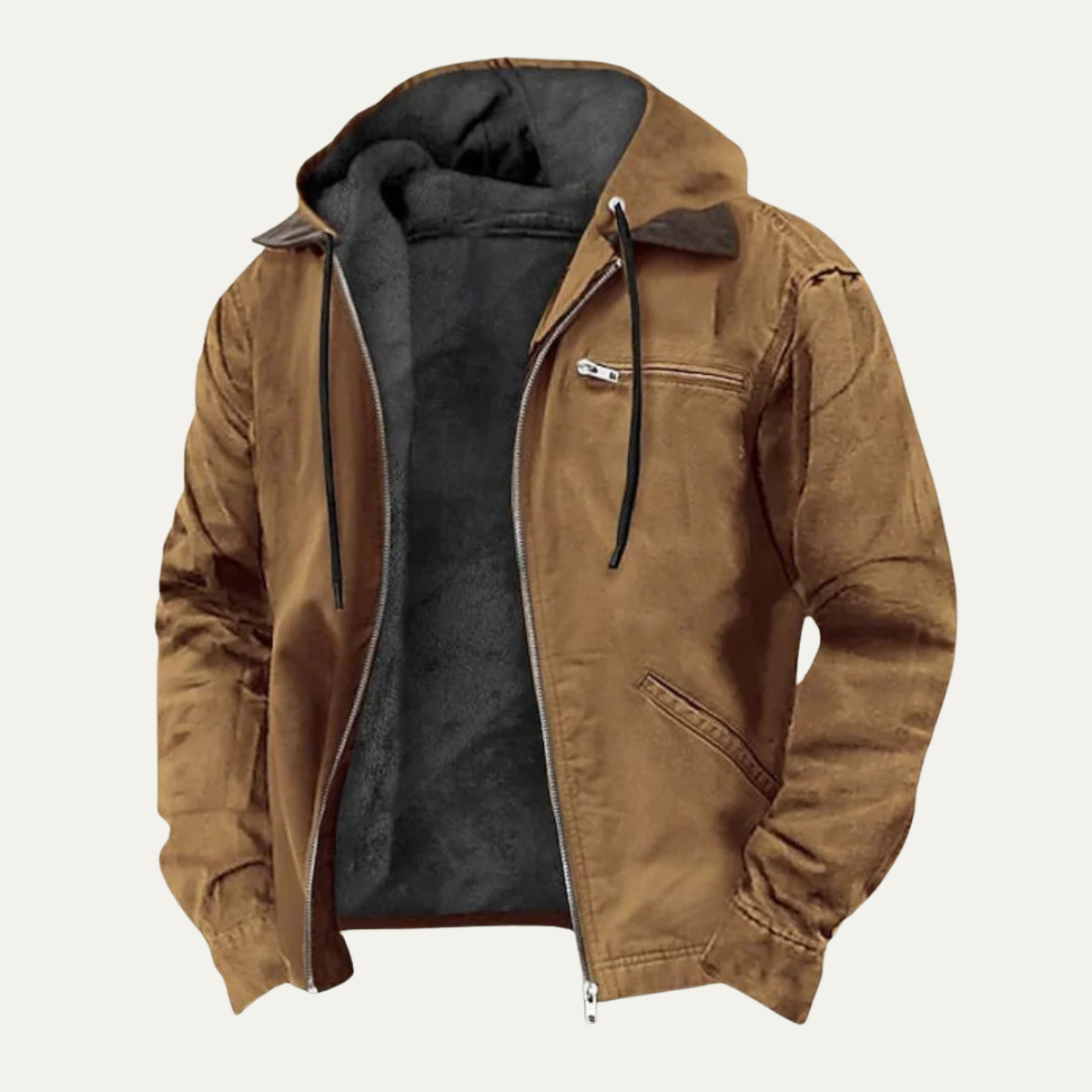 Men's Hooded Fleece Lined Winter Coat