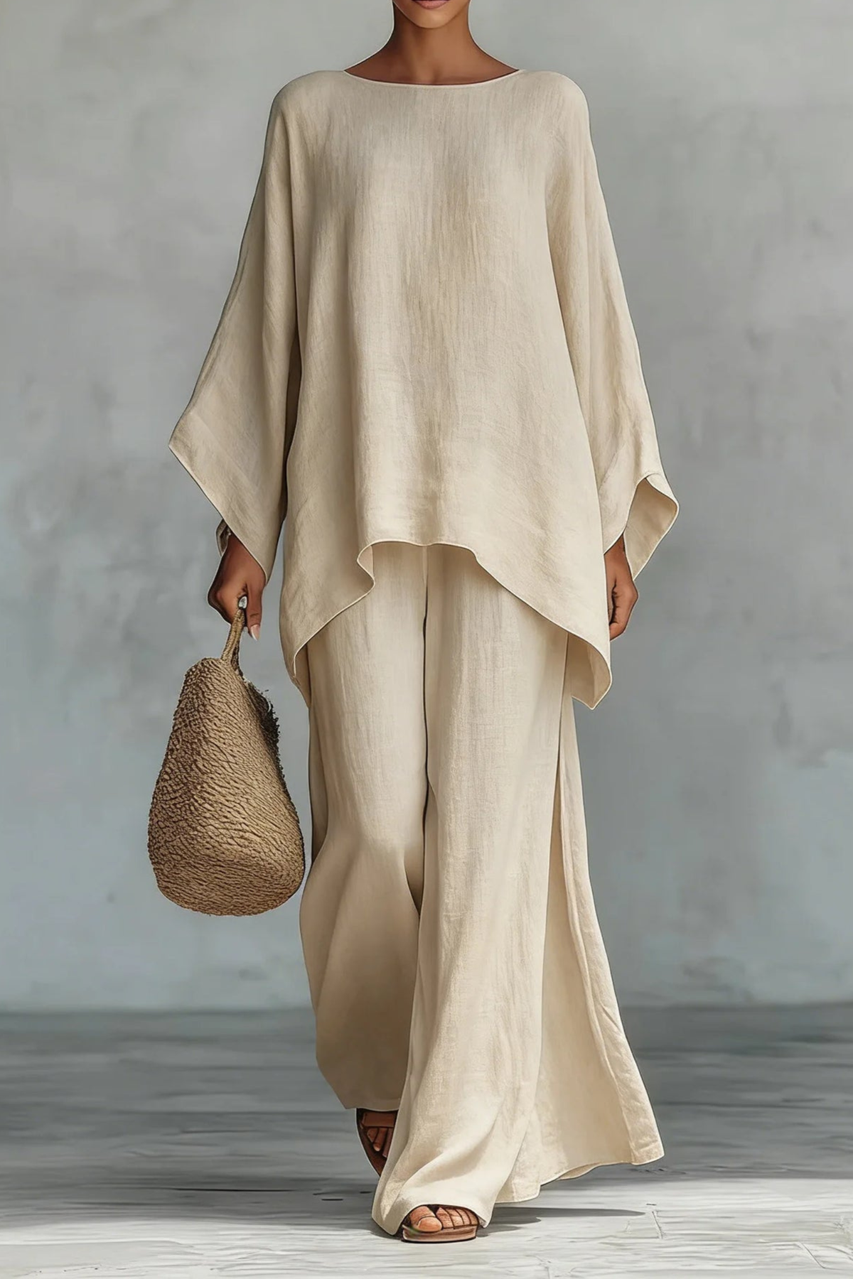 Women's Sleeveless Two Piece Set in Khaki