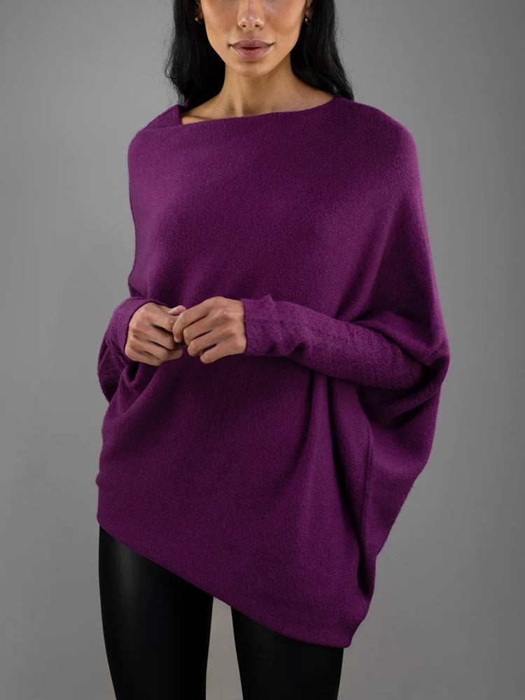 Women's Light Gray Jumper in Purple