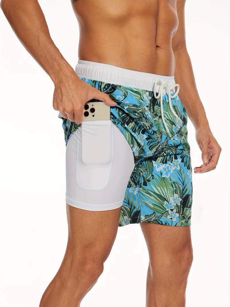 Men's Relaxed Fit Quick Dry Lightweight Swim Shorts in Light Green