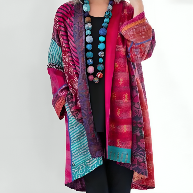 Women's Patchwork Layered Kimono view 2