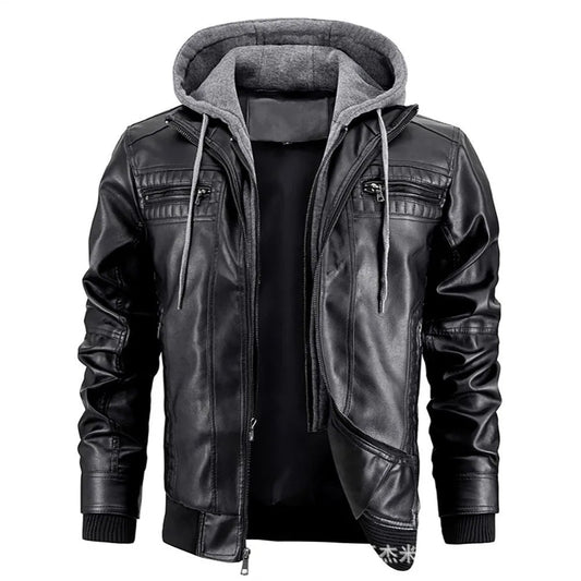 Men's Black Hooded Winter Coat in Black
