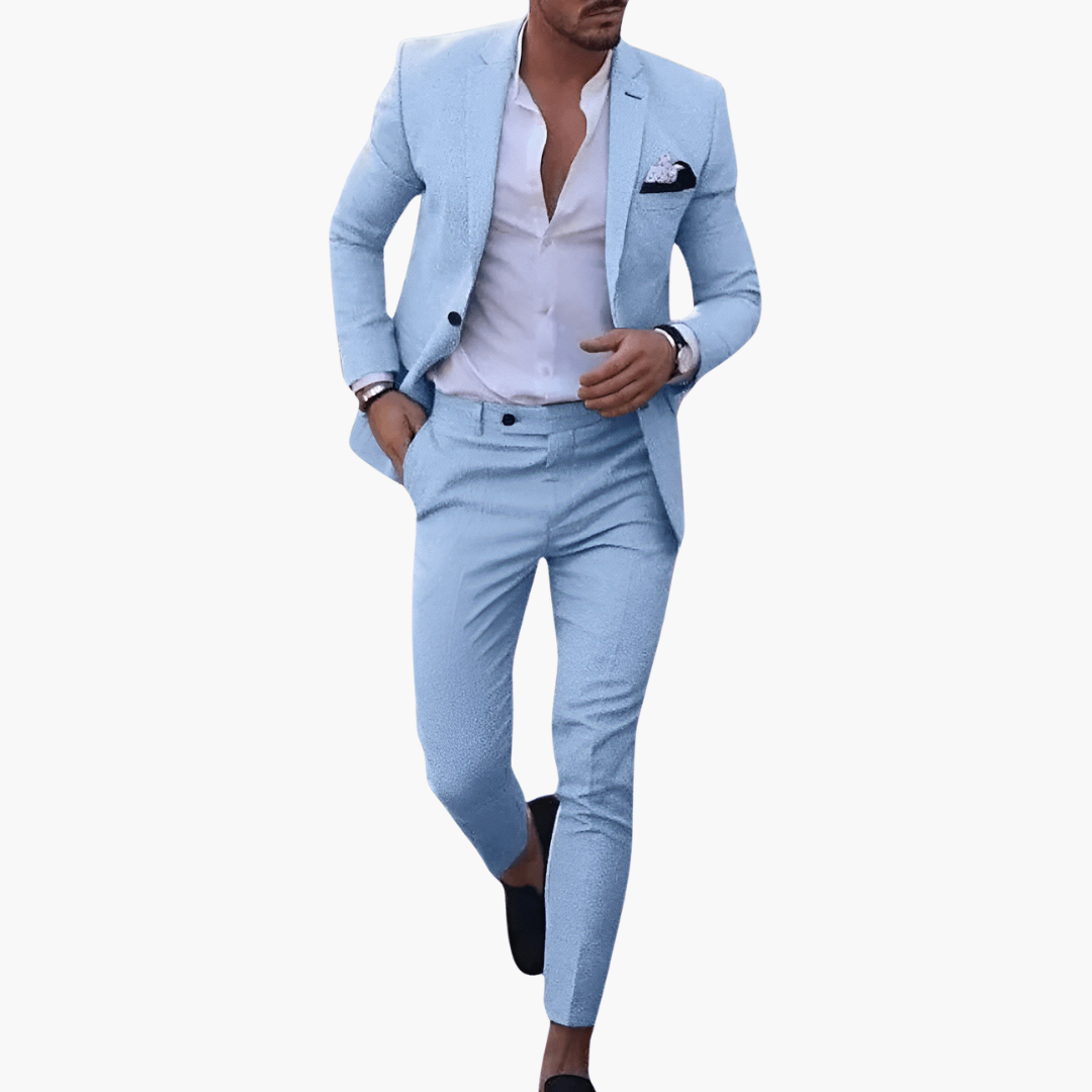 Men's Slim Fit Formal Two Piece Set in Sky Blue
