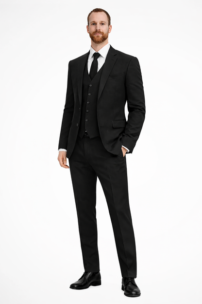 Men's Lapel Collar Button Front Three Piece Suit