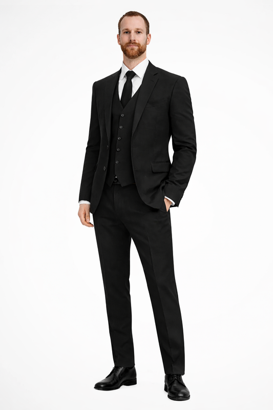 Men's Lapel Collar Button Front Three Piece Suit