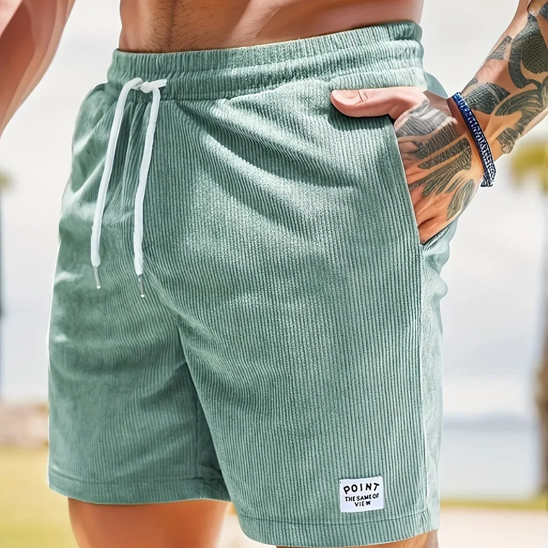 Men's Relaxed Fit Drawstring Textured Adjustable Shorts in Light Green