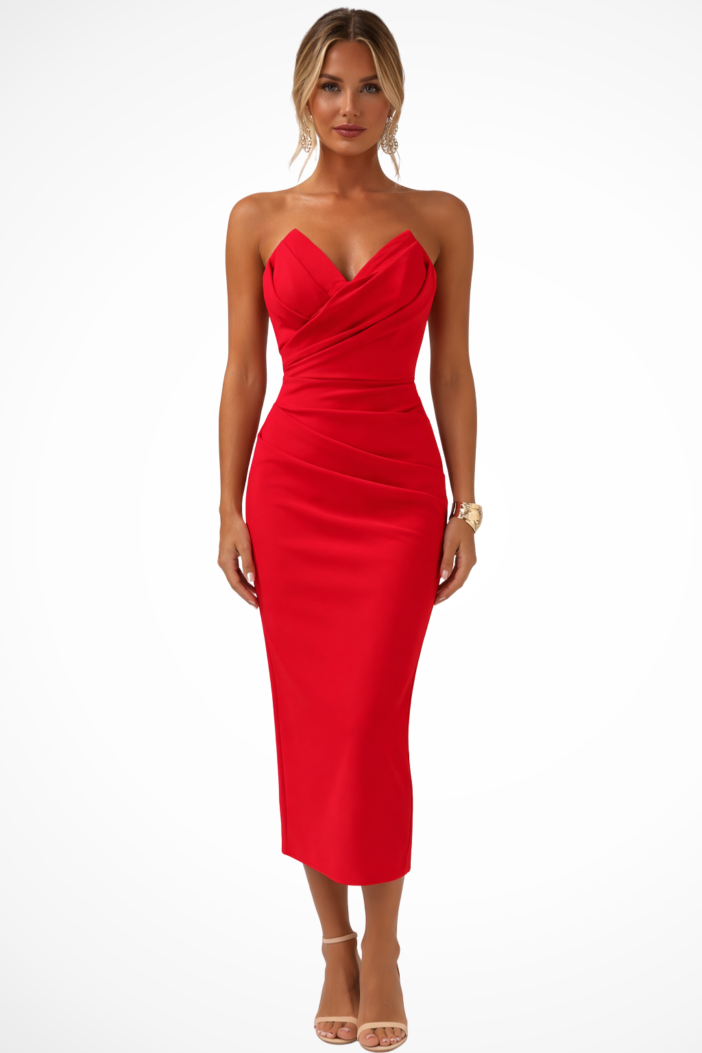 Women's Sweetheart Neck Midi Dress view 8