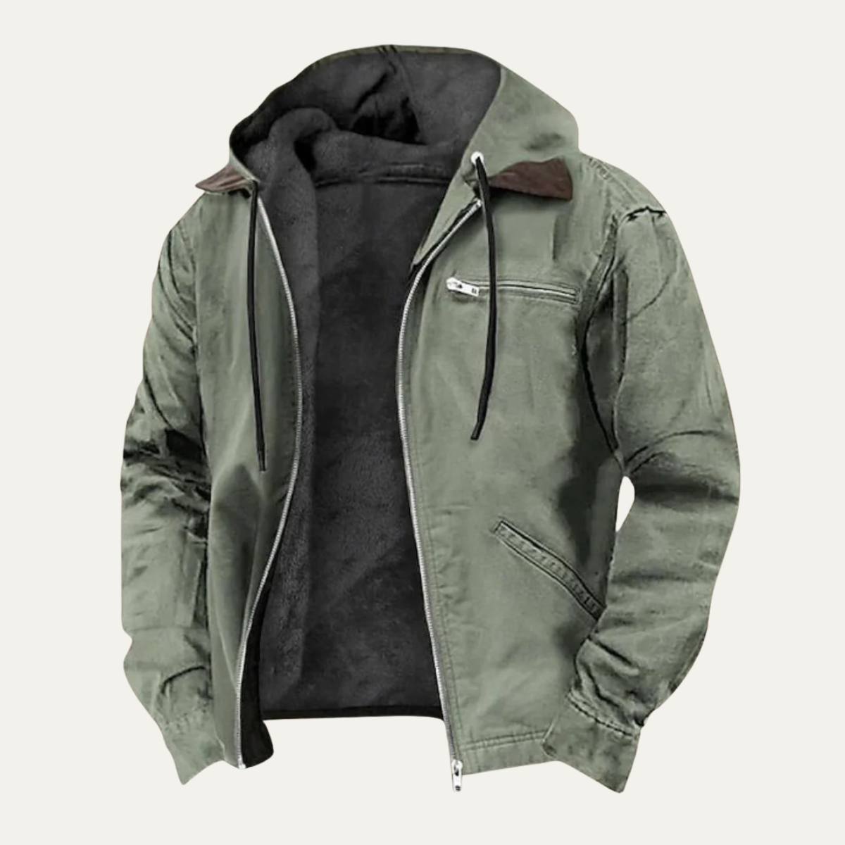 Men's Hooded Fleece Lined Winter Coat
