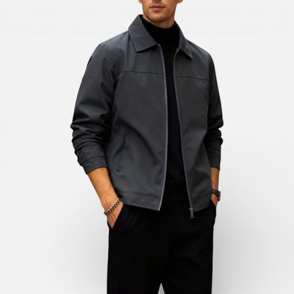 Men's Lapel Collar Lightweight Jacket in Grey