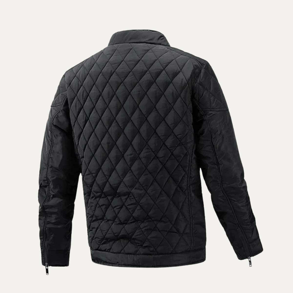 Men's Zip Detail Stand Collar Quilted Jacket