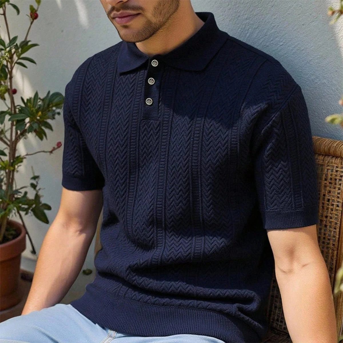 Men's Knitted Polo Shirt view 7
