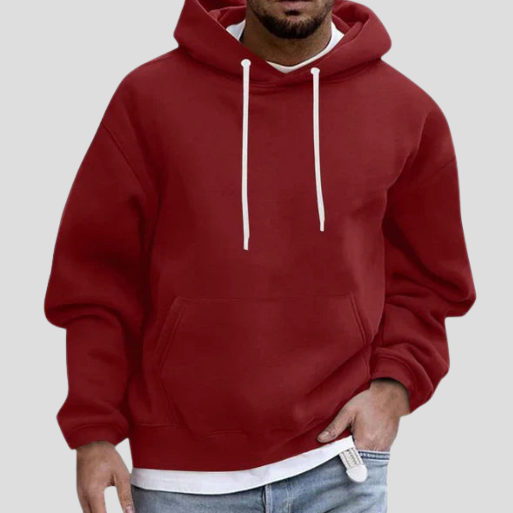 Men's Light Blue Hoodie With Pockets in Dark red