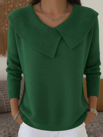Women's Oversized Collar V Neck Knitted Jumper view 3