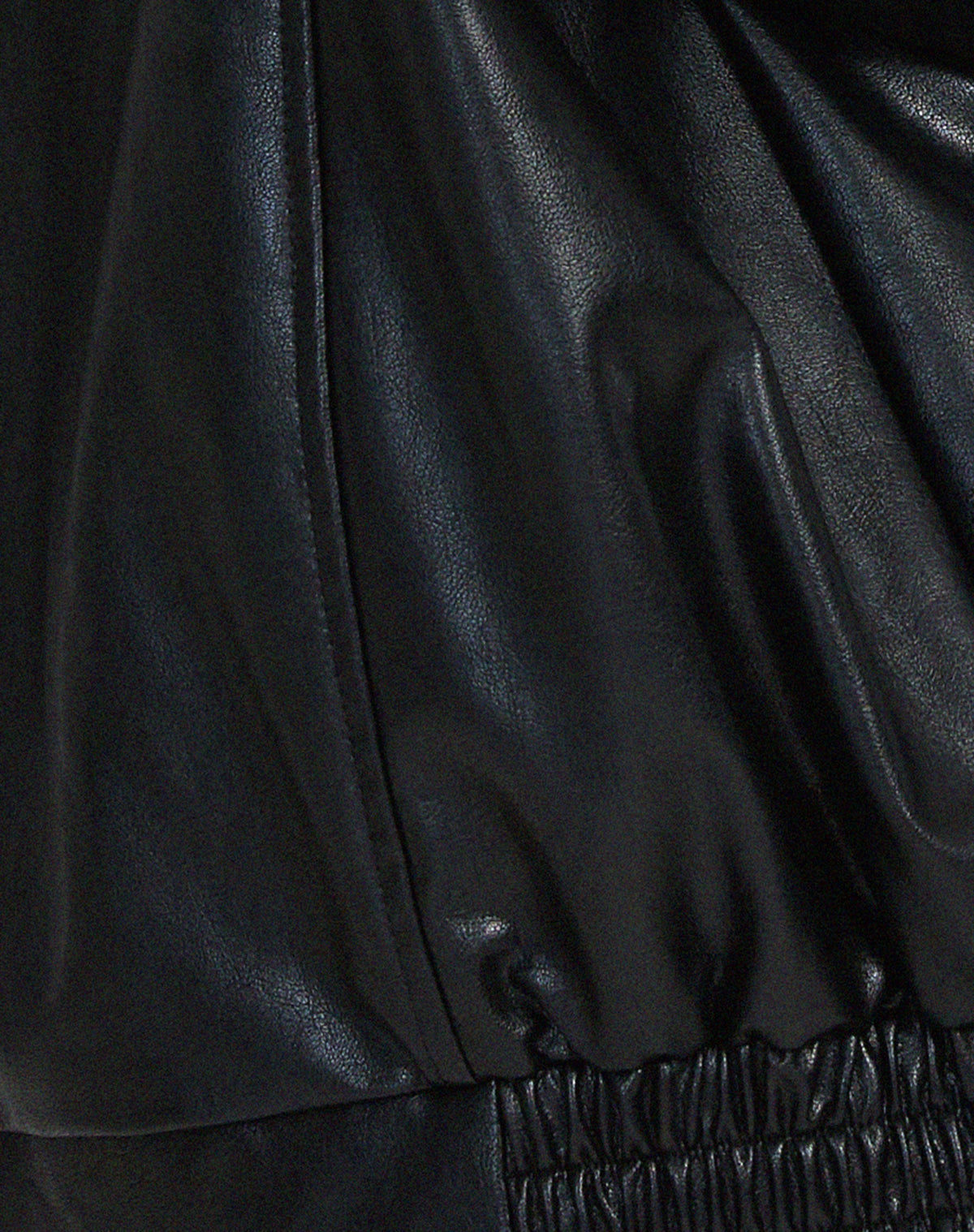 Women's Oversized Collared Faux Leather Bomber Jacket view 9