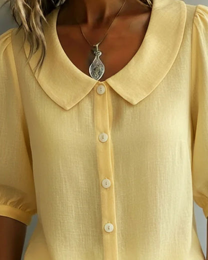 Women's Peter Pan Collar Three Quarter Sleeve Blouse view 7