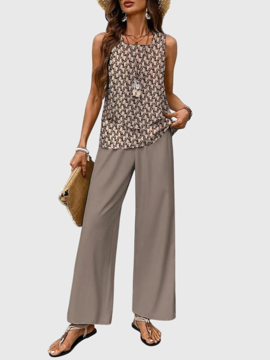 Women's Red Two Piece Set in Khaki