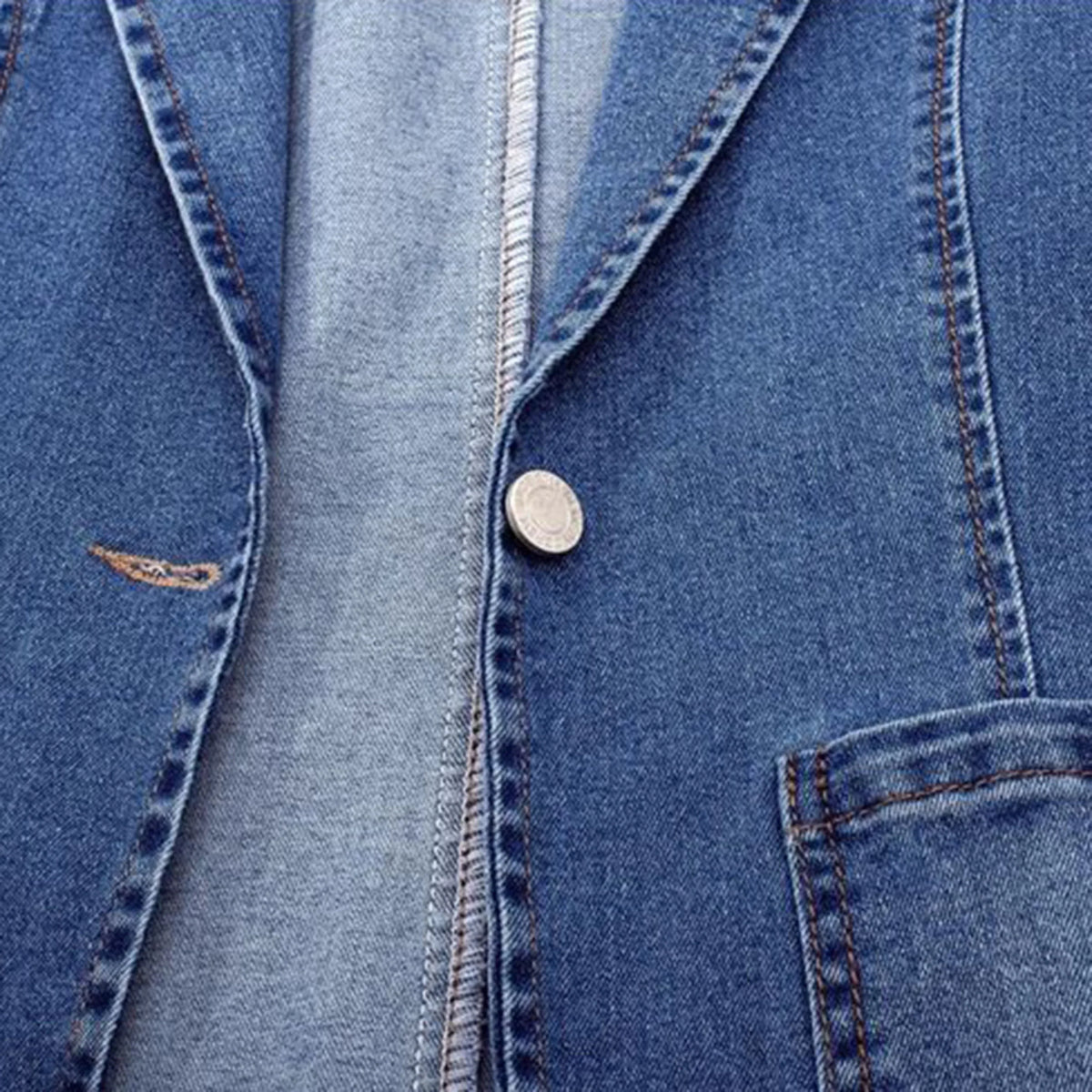 Women's Lapel Collar Blue Bomber Jacket view 2