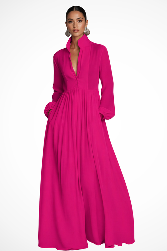Women's Long Sleeve Patch Pocket Maxi Dress view 2