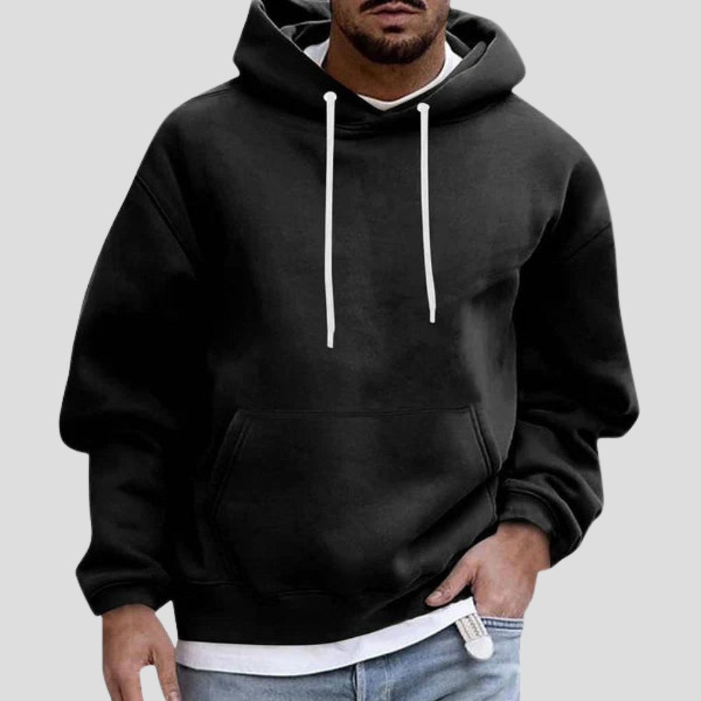 Men's Light Blue Hoodie With Pockets in Black
