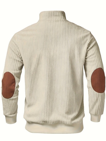 Men's Ribbed Knitted Half Zip Vintage Jumper