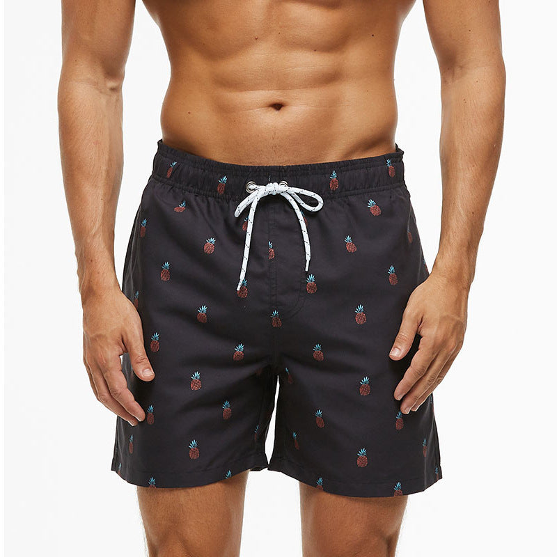 Men's Printed Drawstring Quick Dry Swim Shorts in Grey
