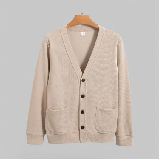 Men's Grey Cardigan in Apricot