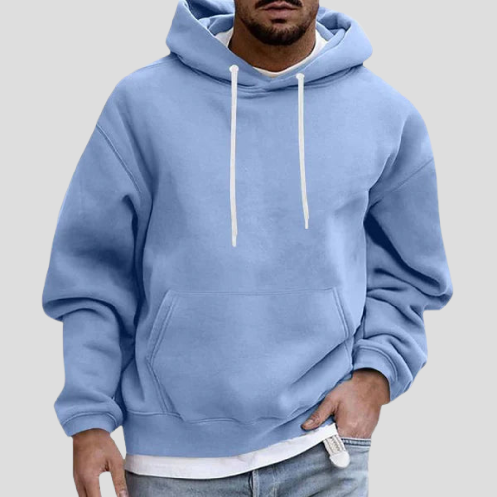 Men's Light Blue Hoodie With Pockets in Light Blue