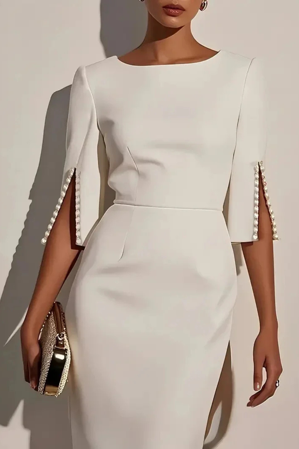 Women's Three Quarter Sleeve Midi Dress