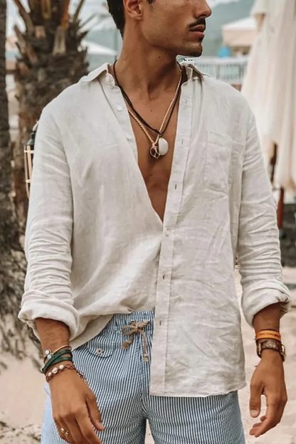 Men's Green Relaxed Fit Long Sleeve Shirt