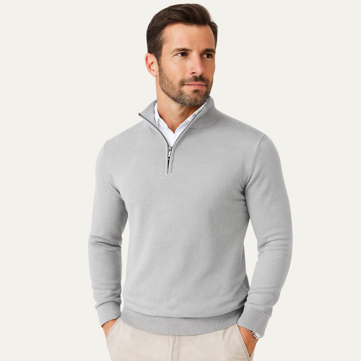Men's Zip Up Stand Collar Jumper