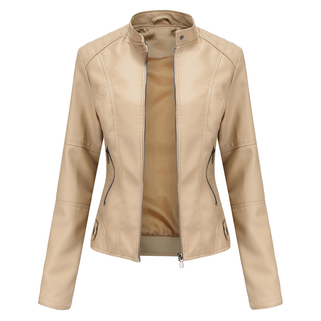 Women's Tailored Biker Jacket in Beige