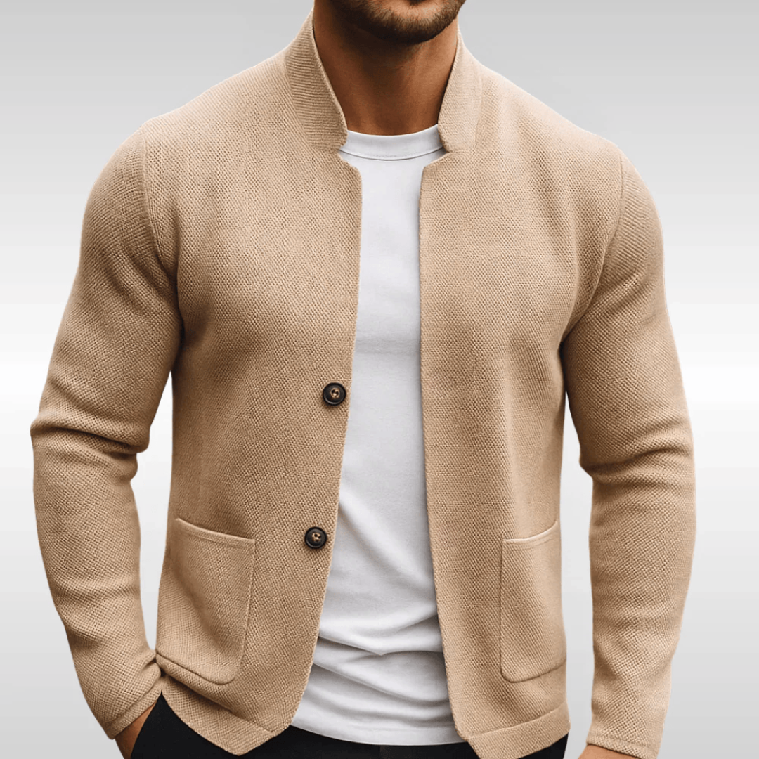 Men's Gray Cardigan in Beige