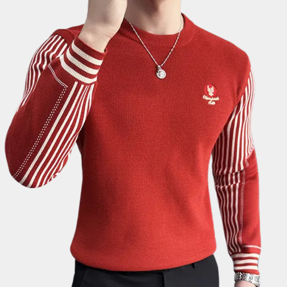Men's Red Knitted Draped Casual Jumper