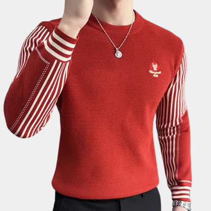 Men's Red Knitted Draped Casual Jumper
