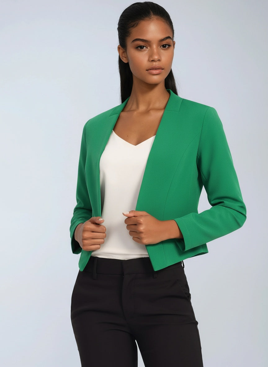 Women's Cropped Blazer in Grass Green