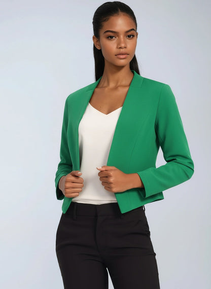 Women's Cropped Blazer in Grass Green