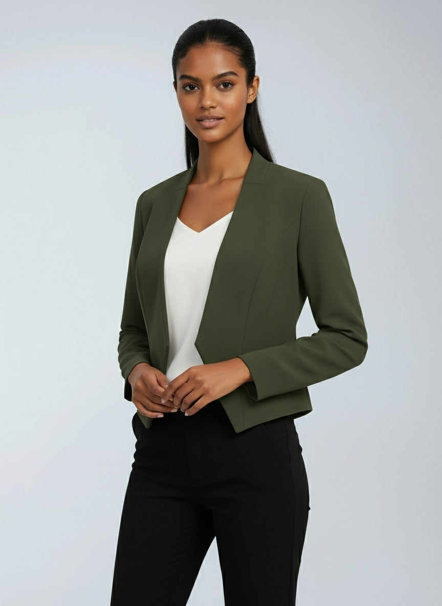 Women's Cropped Blazer in Army Green