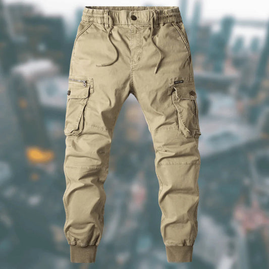Men's Blue Cargo Trousers in Khaki