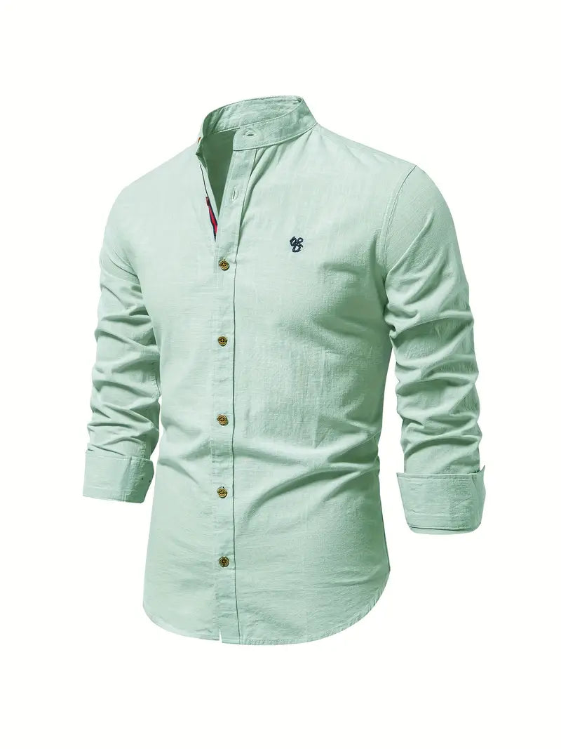 Men's Army green Long Sleeve Casual Shirt in Light Green