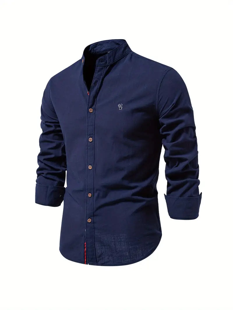 Men's Army green Long Sleeve Casual Shirt in Navy blue