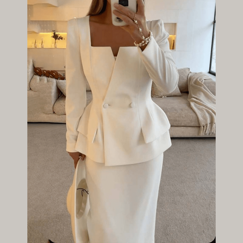 Women's Peplum Flap Pocket Tailored Blazer view 3