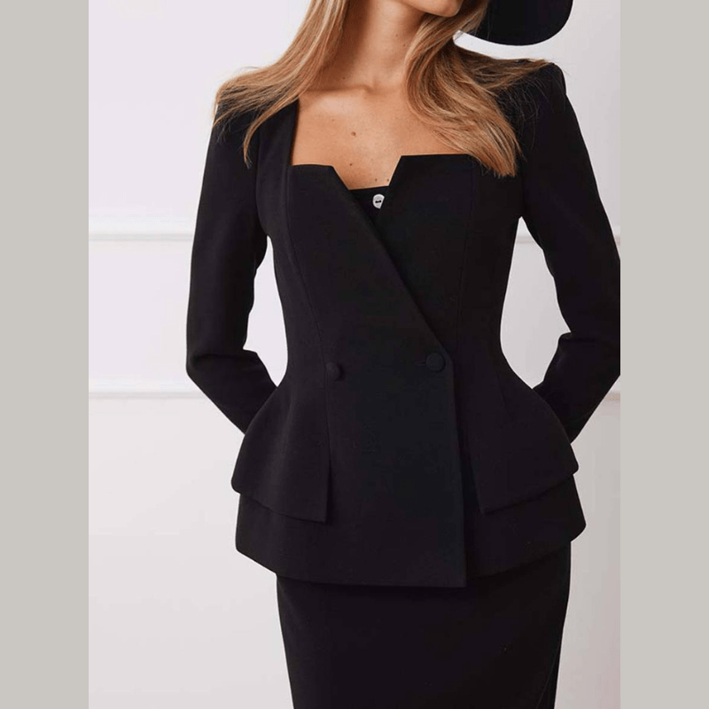 Women's Peplum Flap Pocket Tailored Blazer view 5