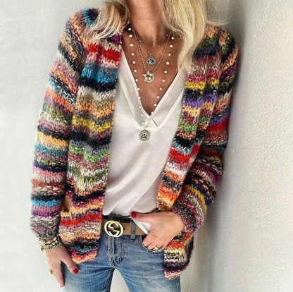 Women's Striped Knitted Cardigan