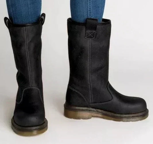 Women's Pull On Mid Calf Biker Boots view 2