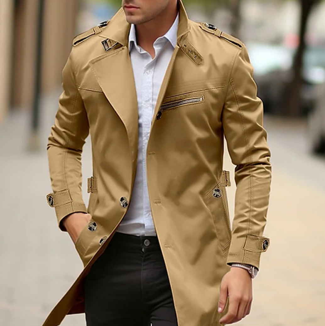 Men's Longline Casual Trench Coat view 5