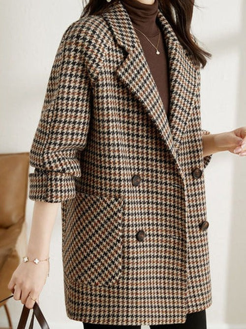 Women's Brown Printed Oversized Blazer view 3