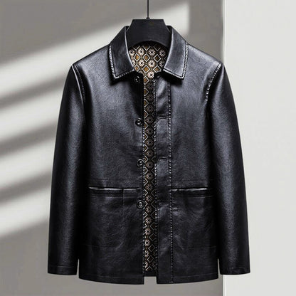 Men's Crimson Brown Winter Coat in Obsidian Black